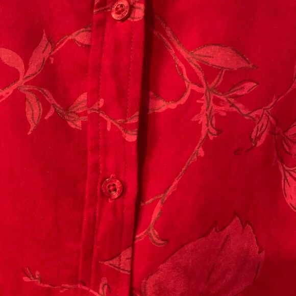 BLASSPORT Red Micro Faux Suede Floral Button Down Shirt  Size XL - Picture 4 of 12